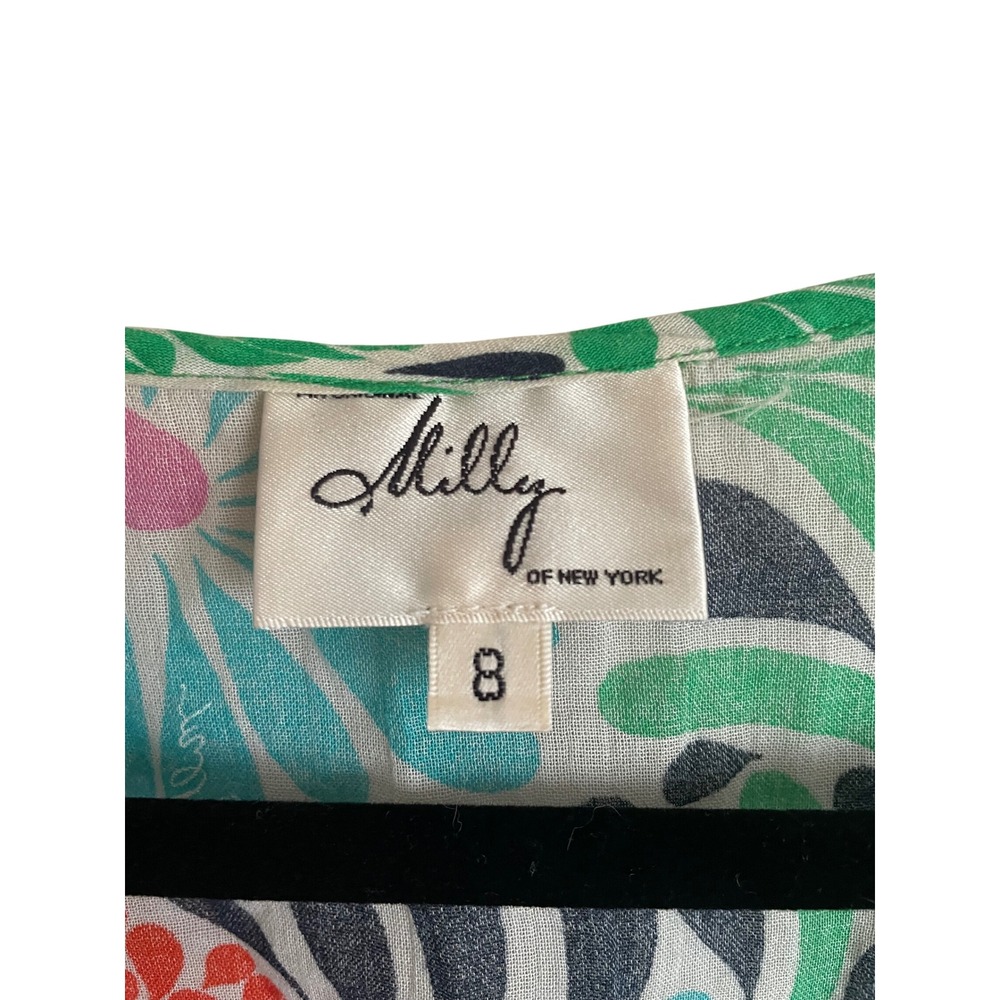 Milly New York Floral Kaftan Midi Dress Beaded Green P Blue 8 Resortwear Luxury - Picture 2 of 10
